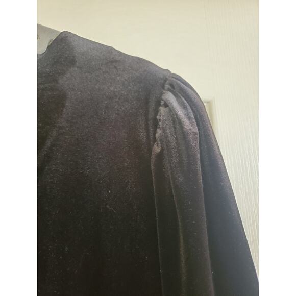 Eloquii Velvet Black Stretch Comfy Puff Sleeve Wide Leg Jumpsuit, Plus Size 24 - Picture 12 of 13